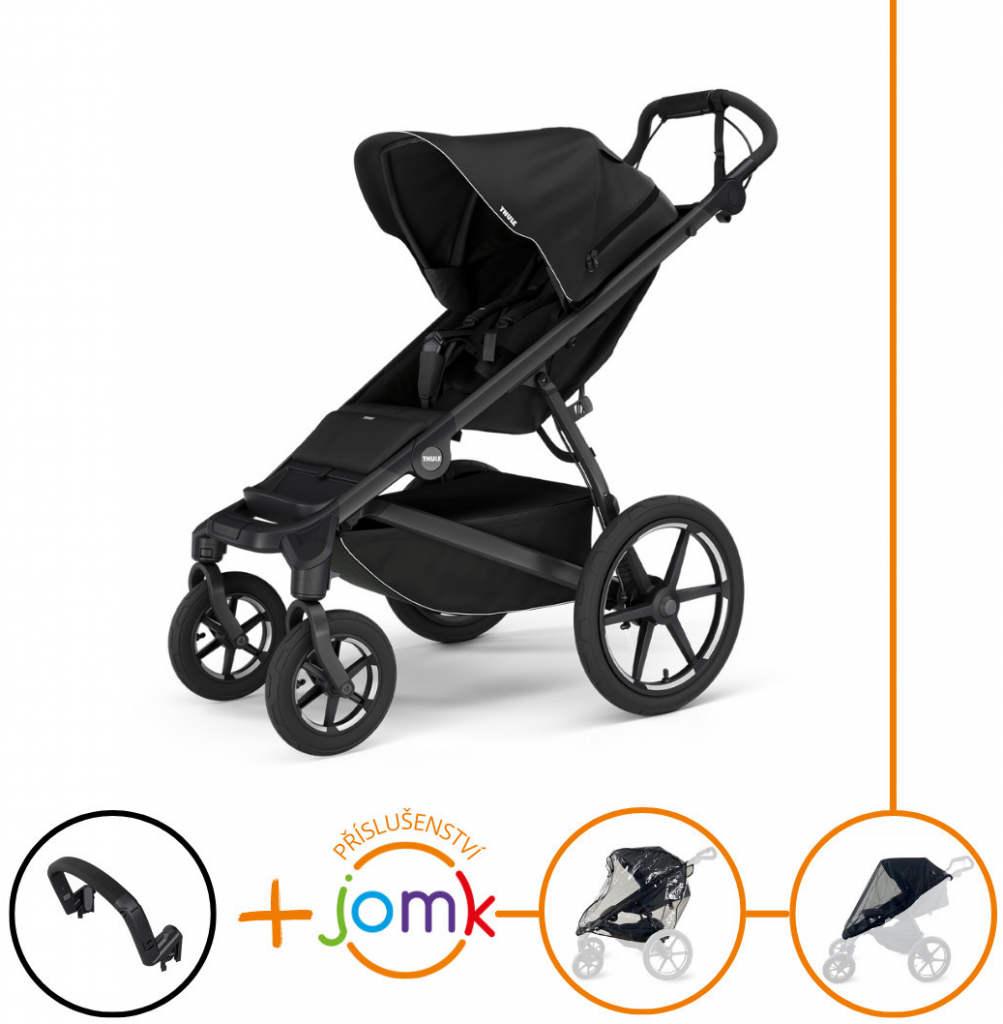 Thule Set 4v1 Urban Glide 4-wheel Black 2024 + madlo + JOMK pláštenka + JOMK ochranná sieť