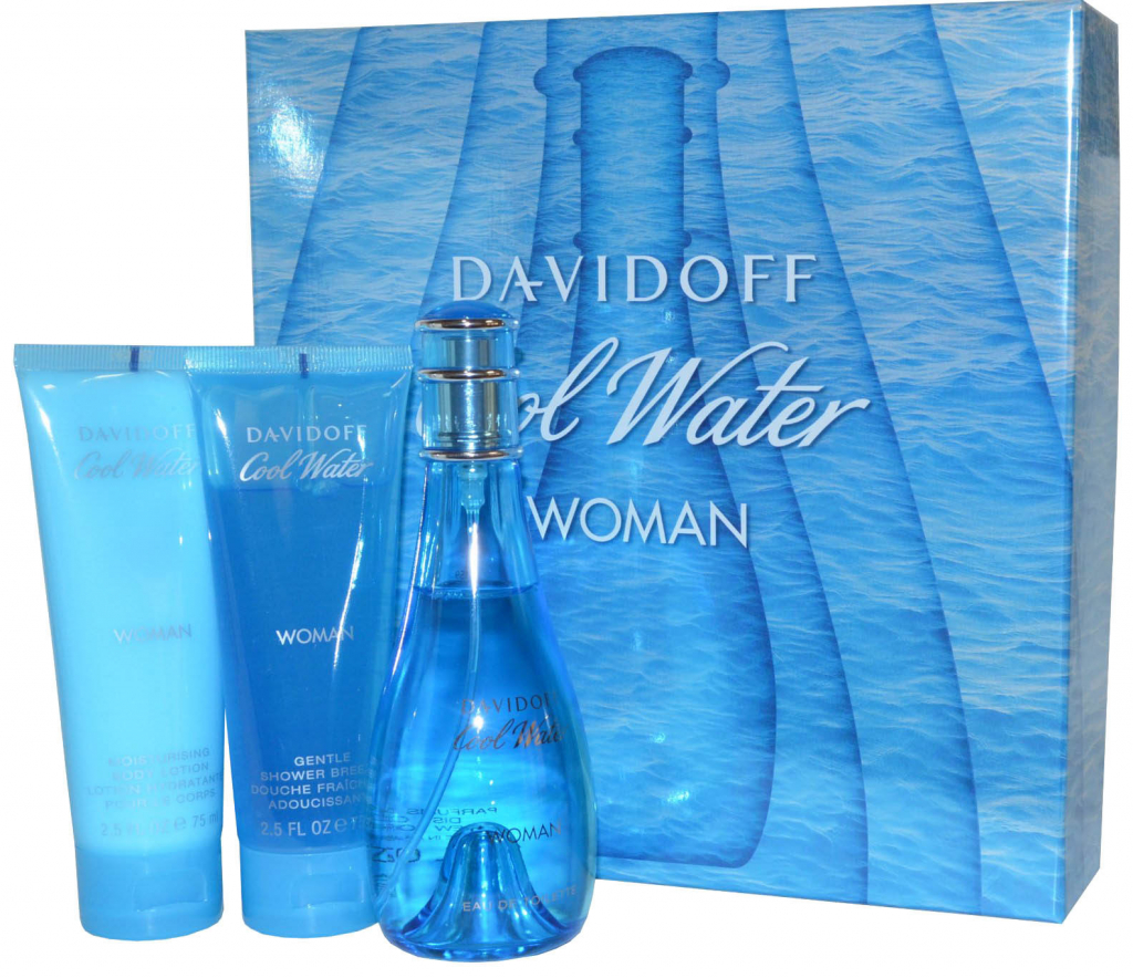 Davidoff Cool Water pre ženy EDT 100 ml + telové mlieko 75 ml + sprchový gél 75 ml darčeková sada