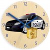 ModernClock Detské nástenné hodiny Ami Policajné auto 30 cm viacfarebné