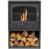 OKO S4 Bioetanolová pec s úložným priestorom na drevo v antracitovo sivej farbe