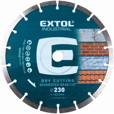 EXTOL INDUSTRIAL Kotúč rezný diamantový Grab Cut, 230mm, EXTOL INDUSTRIAL 8703035