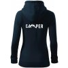 Camper nápis - Mikina dámska trendy zipper s kapucňou - M ( Tmavomodrá (veľmi tmavá - skoro čierna) )