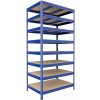 Kovový regál Biedrax 45 x 120 x 210 cm, modrý - 8 políc MDF