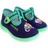 Detské textilné papučky, prezuvky zelené motorka s ortopedickou stielkou (18)
