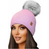 Fashionweek Dámska čiapka s kožušinovou brmbolcom JENOT +flísová podšívka WOOL VERONA Farba: Ružový, Veľkosť: Universal
