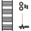 CERANO - Kúpeľňový radiátorový set Fulgidus - ústredné vykurovanie - bočné jednobodové pripojenie - 616W - čierna matná - 1190x430 mm CER-663592