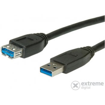 Roline 11.02.8977 USB, USB 3.2 Gen1 (USB 3.0 / USB 3.1 Gen1) USB-A zástrčka, USB-A zásuvka, 0,8m, černý