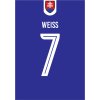 Superfutbal Maketa dresu Slovensko, modrá Rozmer: A4, Meno a číslo: Weiss 7
