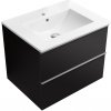 CERANO - Kúpeľňová skrinka pod umývadlo s úchytkou Velora + keramické umývadlo Todo - čierna matná, chrómová úchytka - 59x53x46 cm