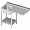 Stůl s jednokomorovým dřezem z levé strany a místem na ledničku nebo myčku 1500x600x900 mm | STALGAST, 980966150 inox
