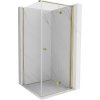 Mexen Mist-F T, 1-krídlový skladací sprchový kút pravý 70 x 70 cm, číre sklo, zlatý lesklý profil, 8A6T-070-070-50-00-P