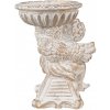 Clayre & Eef Biely antik kvetináč so sochou anjela Angelio Baroque - 18*15*23 cm - Clayre & Eef