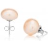Perlové náušnice 9 AA Rhodiované striebro (925) Ružová