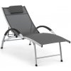 Blumfeldt Sun Valley, záhradné ležadlo, sklopné s vankúšom, sivé (GDMC2-Sun Valley)