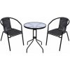 ST Leisure Equipment Set balkónový ALESIA, čierny/antracit, stôl 70x60 cm, 2x stolička 52x55x73 cm, oceľ