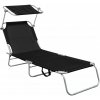 Záhradné polohovateľné lehátko so strieškou-čierne (Lehátko so strieškou čierne-skladacie)