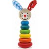 Drevený zajačik Stacking Rabbit Baby Eichhorn výška 18 cm stohovateľný s plyšovými uškami od 12 mes