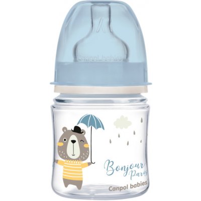 Canpol babies fľaša sa širokým hrdlom Bonjour Paris modrá 120ml