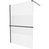 MEXEN/S - KIOTO Sprchová zástena WALK-IN s poličkou a držiakom uterákov 100 x 200, transparent/matné sklo 8 mm, čierna 800-100-121-70-35