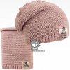 Dráče Čiapka pletená a nákrčník Colors set - vzor 03, staroružová Farba: Ružová, Veľkosť: 48-50