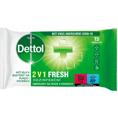 DETTOL Dezinfekčné obrúsky 2v1 na ruky a povrchy 15 ks