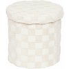 Atmosphera Okrúhly skladací taburet PASTI, tuftovaný, priemer 38 cm, biely