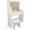 Prehozynapostel kozmetický stolík Štýlový toaletný/ s LED osvetlením a taburetkou ALLTS-LA1028-TAB Biela