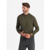 Ombre Men's knitted half turtleneck with viscose - dark olive kaki M Ombre 5902228919254