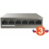 Tenda TEF1106P-4-63W PoE AT switch 4x PoE 802.3af / at, 6x 100Mb / s, PoE celkom 63W, fanless TEF1106P-4-63W