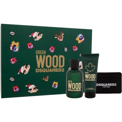 Dsquared2 Green Wood Men EDT 100 ml + sprchový gél 100 ml + pouzdro na karty darčeková sada