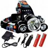 Čelová lampa XM-L T6 500Lm 17600 mAh 500 m 3 LED čelová baterka na hlavu
