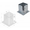 DOMAX PSPA zaskrutkovacia pätka stĺpika so štvorcovou základňou Galvanické pozinkovanie nastrieborno (ZNG) PSPA 120 - 121 x 150 x 180 x 2.0 mm (1 ks)