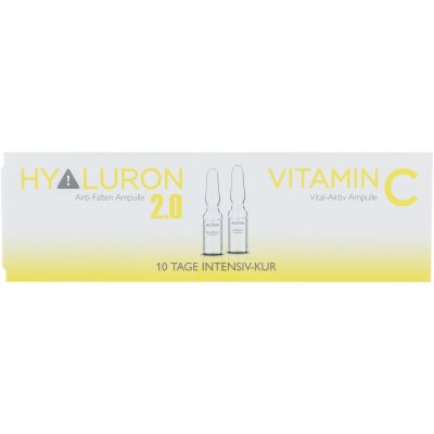 Alcina Hyaluron 2.0 + Vitamin C balzampulle pleťové sérum regeneračná kúra 5 x 1 ml + regeneračná kúra Vitamin C 5 x 1 ml darčeková sada