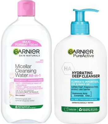 Garnier Skin Naturals Micellar Cleansing Water sada micelárna voda 700 ml + čistiaci gél 250 ml