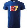 67 - čísla - Klasické pánske tričko vyššej gramáže - 2XL ( Kráľovská modrá )