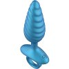 Playhouse Deep Ribbed Anal Plug Vibrating with Remote Blue