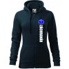 Nápis Záchranár + hviezda - Mikina dámska trendy zipper s kapucňou - L ( Tmavomodrá (veľmi tmavá - skoro čierna) )