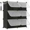 Skrinka na topánky, 6-priehradkový modulárny úložný organizér, čierny
