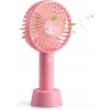 Mini ventilátor Allbag ružový, akumulátorový, 3 režimy, 4 lopatky