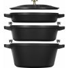 Staub Cocotte 3-dielna súprava liatinového hrnca, panvice a zapekacej misy 24 cm, čierna, 40508-386