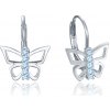 MINET Strieborné náušnice motýliky s modrými zirkónmi