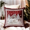 Vianočná gobelínová obliečka na vankúš Zimná krajinka Chenille IT029 Červená 42x42 cm