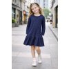 Fashionkids Dievčenské šaty s bodkami – tmavomodré Farba: Modrá, Veľkosť: 128