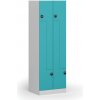 Kovová šatníková skrinka S1 Z, 4 oddiely, 1850 x 600 x 500 mm, demont, zámok s čítačkou RFID kariet, zelené dvere