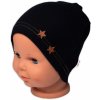 Baby Nellys Rebrovaná čiapka Hviezdičky - čierna Velikost koj. oblečení: 68/74 (6-9m)