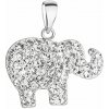 Strieborný prívesok s kryštálmi Swarovski biely slon 34247.1 Krystal