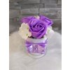 Mydlový flower box mix s fialovou mašľou menší