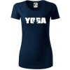 Yoga nápis - Dámske tričko z organickej bavlny Origin (GOTS) - S ( Tmavomodrá (takmer čierna) )