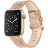 eses Kožený glitrový remienok pre Apple Watch - Zlatý 38mm, 40mm, 41mm