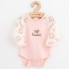 Dojčenské bavlnené body s dlhým rukávom New Baby Biscuits ružová - 80 (9-12m)